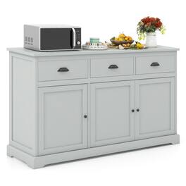 Pefilos - Kitchen Storage Cabinet, Buffet Sideboard, 3 Drawers Sideboard Buffet Storage with Adjustable Shelves, for Dining Room - Gray
