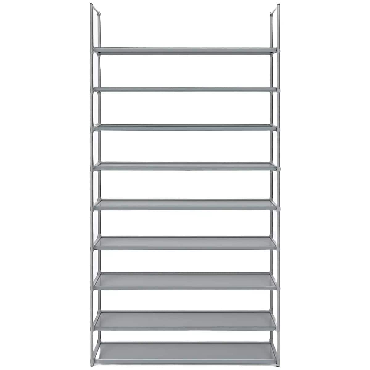 Elle Decor - 10-Tier Shoe Rack, Stores up to 50 Pairs of Shoes, Freestanding, Easy Assembly, Sturdy Metal Frame - Gray