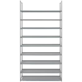 Elle Decor - 10-Tier Shoe Rack, Stores up to 50 Pairs of Shoes, Freestanding, Easy Assembly, Sturdy Metal Frame - Gray