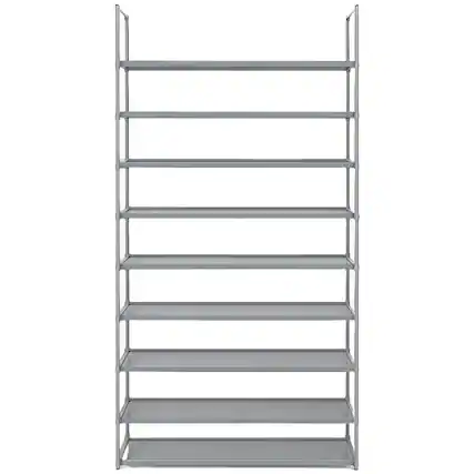 Front. Elle Decor - 10-Tier Shoe Rack, Stores up to 50 Pairs of Shoes, Freestanding, Easy Assembly, Sturdy Metal Frame - Gray.