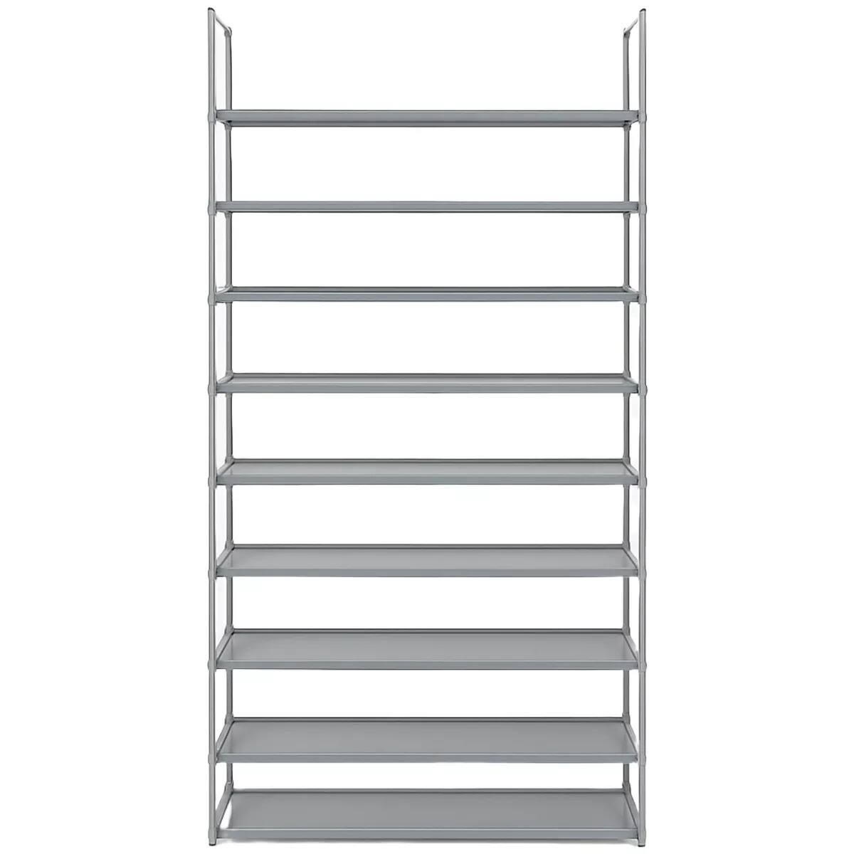 Front. Elle Decor - 10-Tier Shoe Rack, Stores up to 50 Pairs of Shoes, Freestanding, Easy Assembly, Sturdy Metal Frame - Gray.