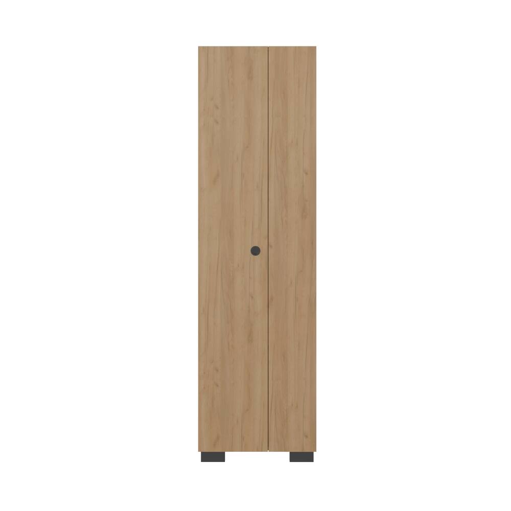 Alt View 2. Loheer - Loheer Utility Storage Cabinet for Brooms and Cleaning Supplies, Tall Household Organizer, White and Natural Oak - White and Natural Oak.
