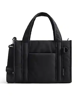 Bagsmart - Boxy Tote Bag for Women, Small Crossbody Work Bag with Inner Tumbler Pocket, Crush Bow Shoulder Bag for Travel College - Black
