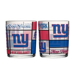 Logo Brands - New York Giants 12oz. Quilted Stained Two-Pack Rocks Glass Set - Multicolor