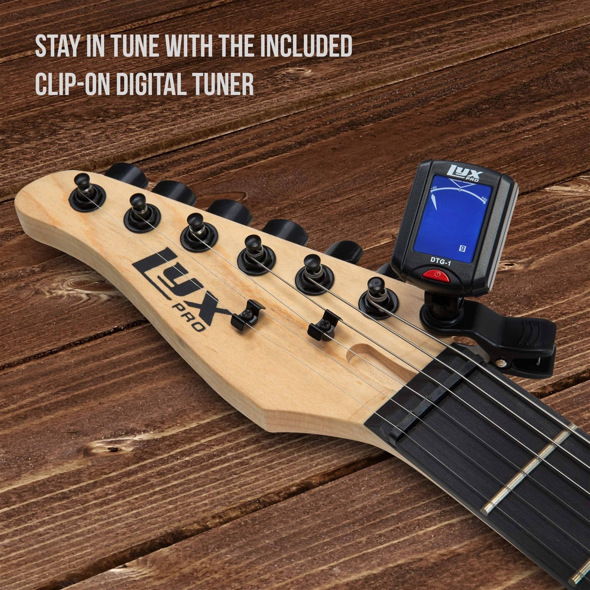 STAY IN TUNE WITH THE INCLUDED CLIP-ON DIGITAL TUNER

Lyx PRO LX PRO DTG-1