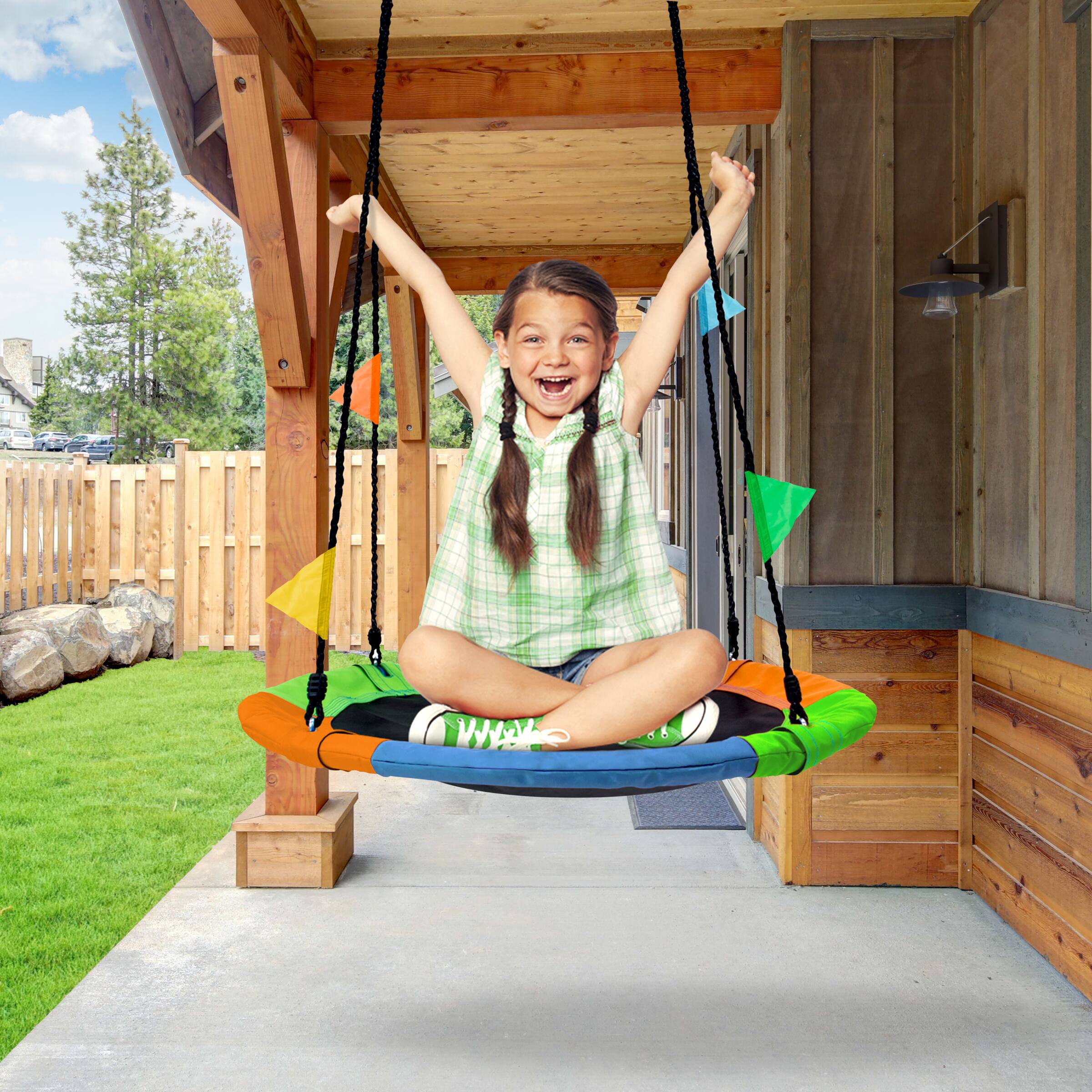 Alt View 3. Sorbus - Sorbus 24" Saucer Tree Swing for Kids- 220lbs Outdoor Swing Fun- Tree Glider Therapy Swing.