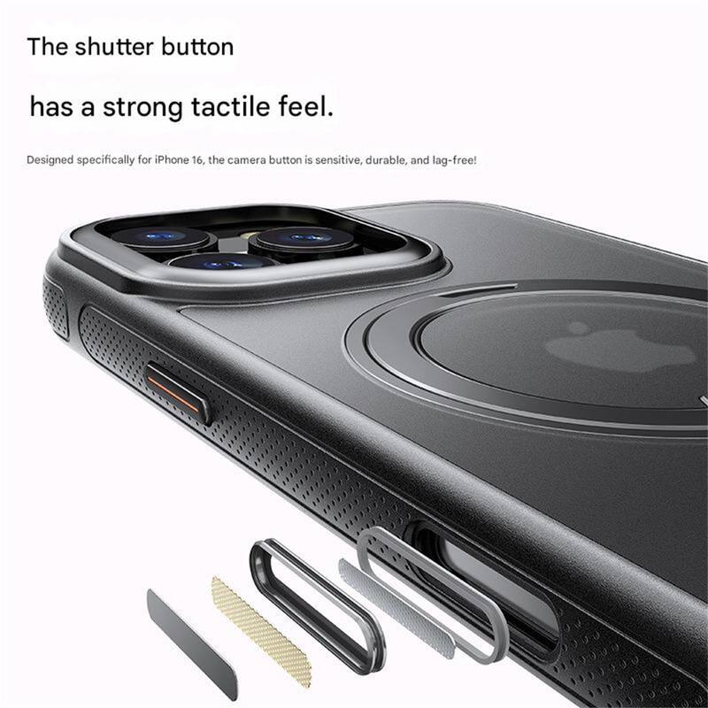 The shutter button has a strong tactile feel.  
Designed specifically for iPhone 16, the camera button is sensitive, durable, and lag-free!