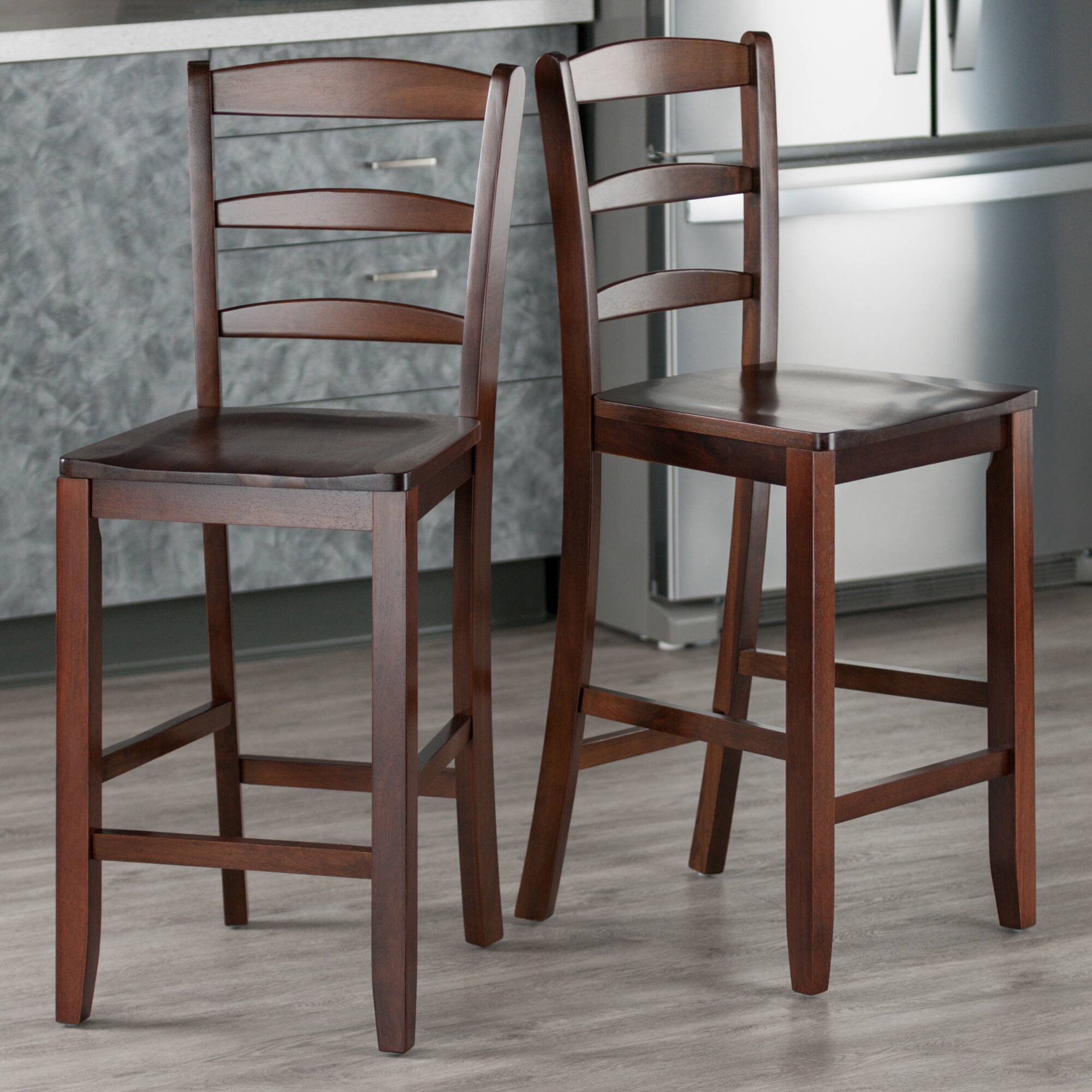 Alt View 7. Winsome Wood - Benjamin 2-Pc Ladder-back Counter Stool Set - Walnut.