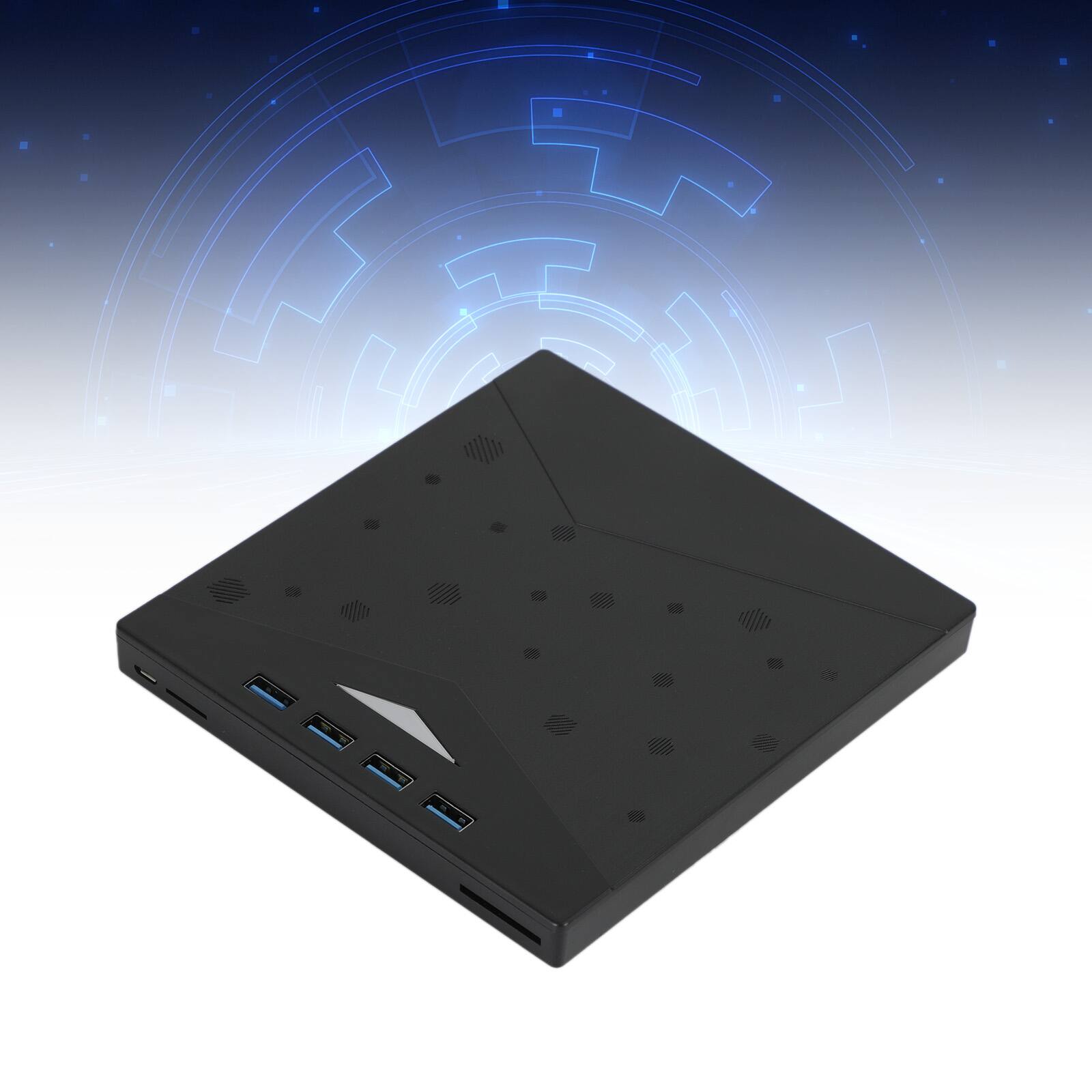 Alt View 4. Topteng - 7-in-1 External DVD Drive with 4-Port USB 3.0 Hub & Card Reader - CD/DVD Burner, USB-C for Laptop/PC/Mac - Black.