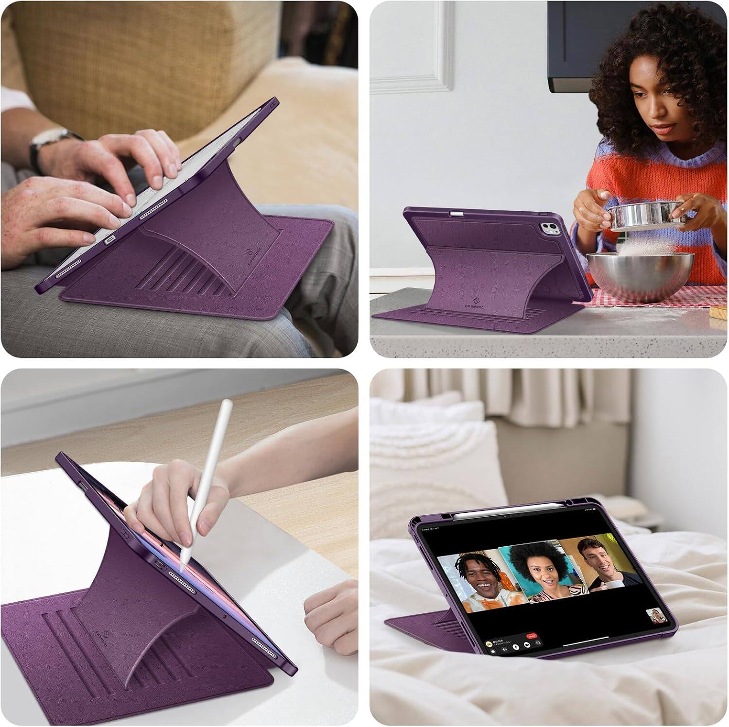 Alt View 4. Fintie - Magnetic Stand Case for iPad Pro 13-inch (M5) 2025 / (M4) 2024 Multiple Viewing Angles Soft TPU Back Cover - Purple.