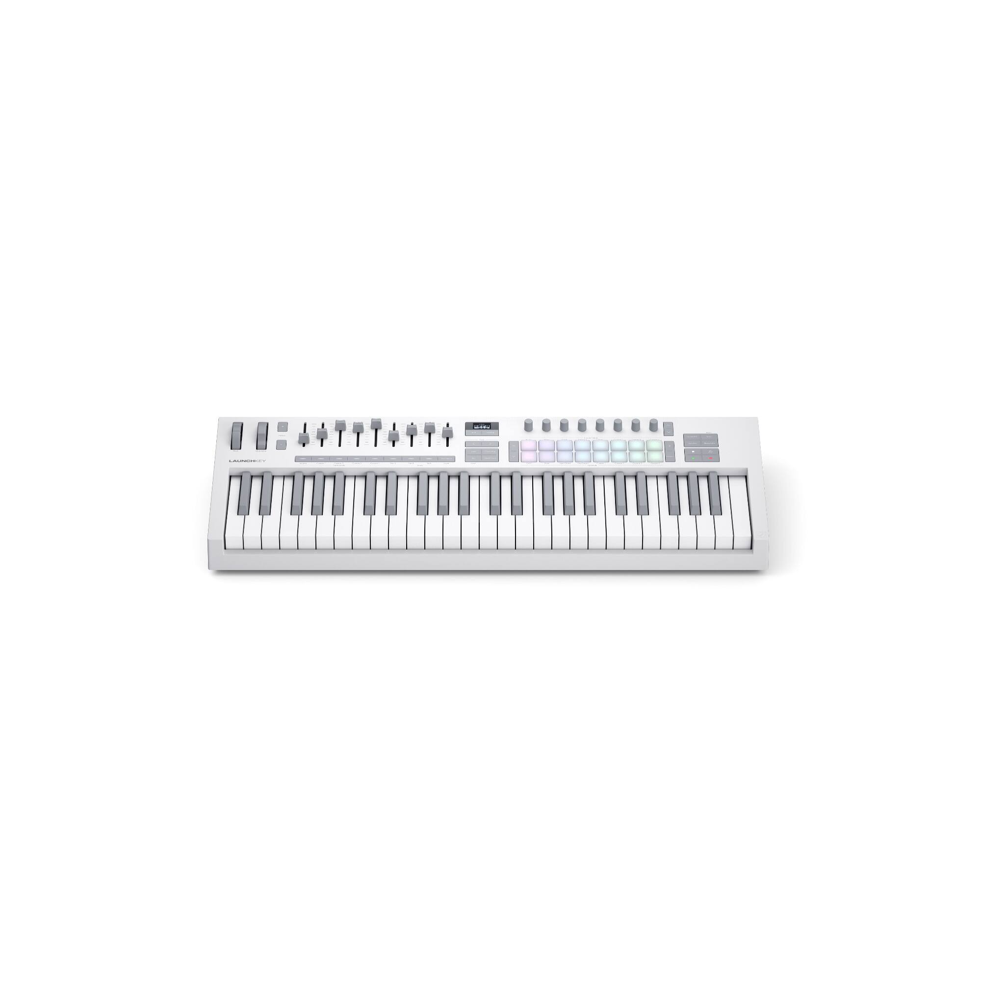 Angle. Novation - Novation Launchkey 49 MK4 Semi-Weighted, USB, MIDI Keyboard Controller - White.