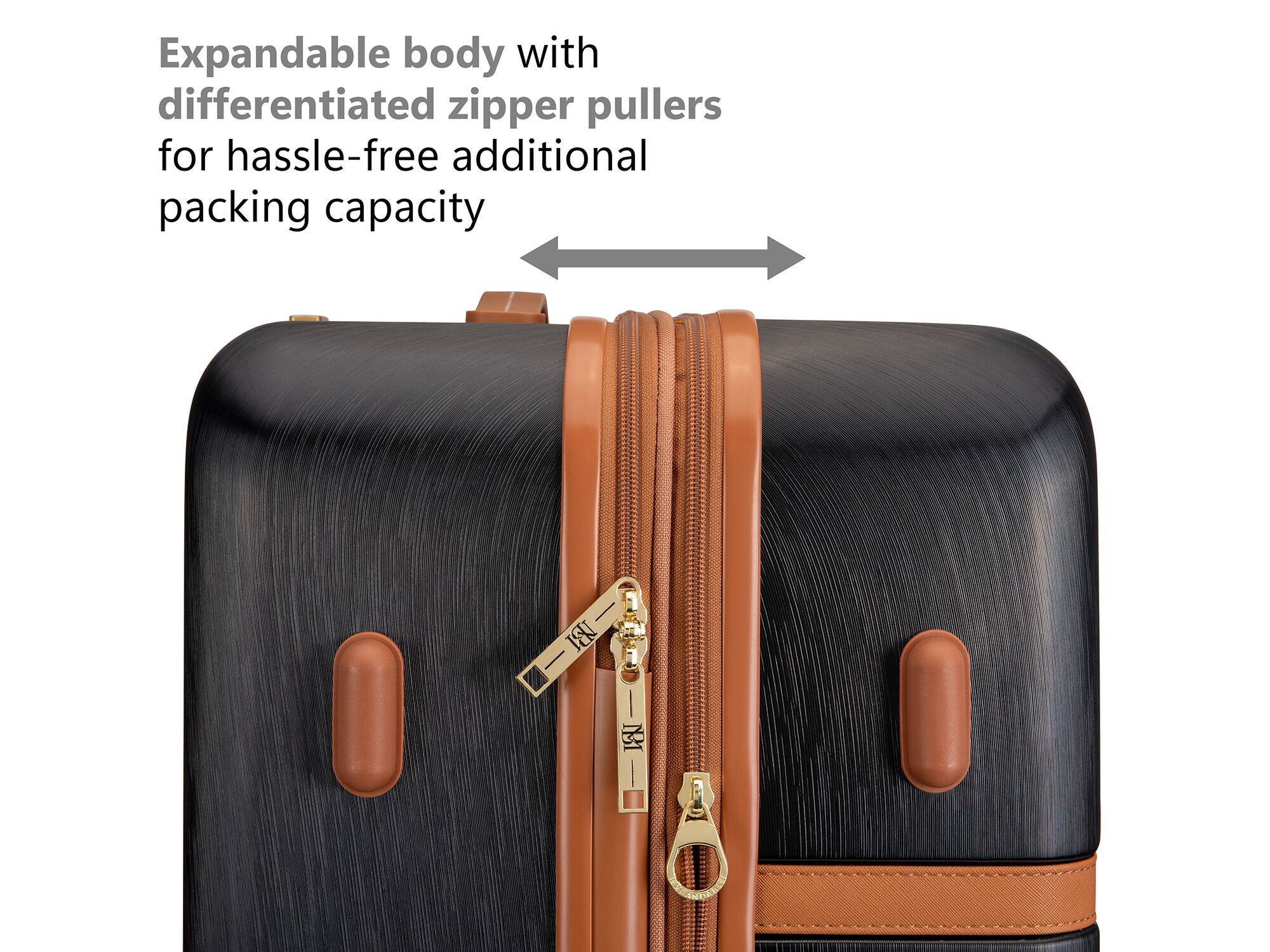 Expandable body with differentiated zipper pullers for hassle-free additional packing capacity