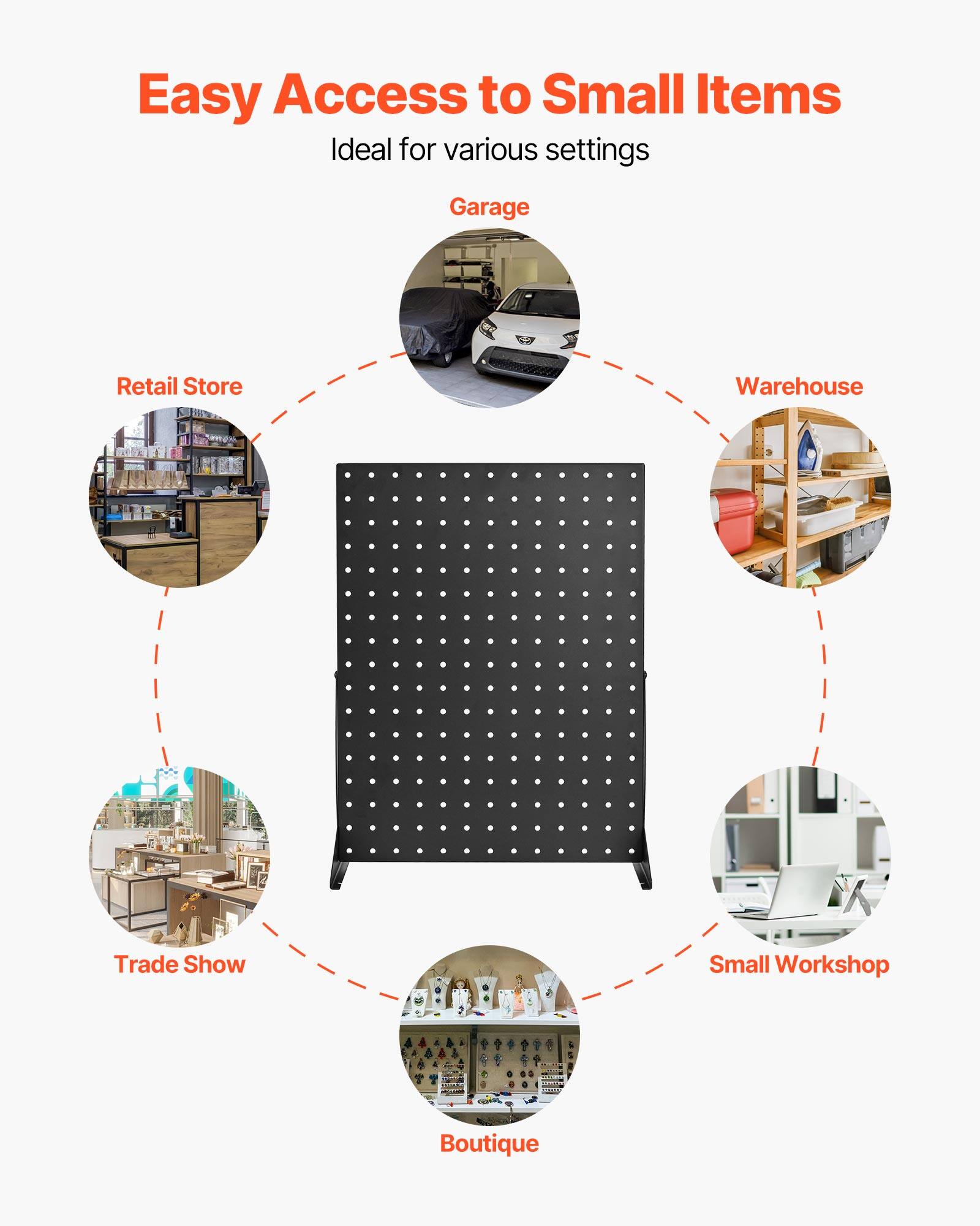 Easy Access to Small Items
Ideal for various settings
Garage
Retail Store
Warehouse
Trade Show
Small Workshop
Boutique