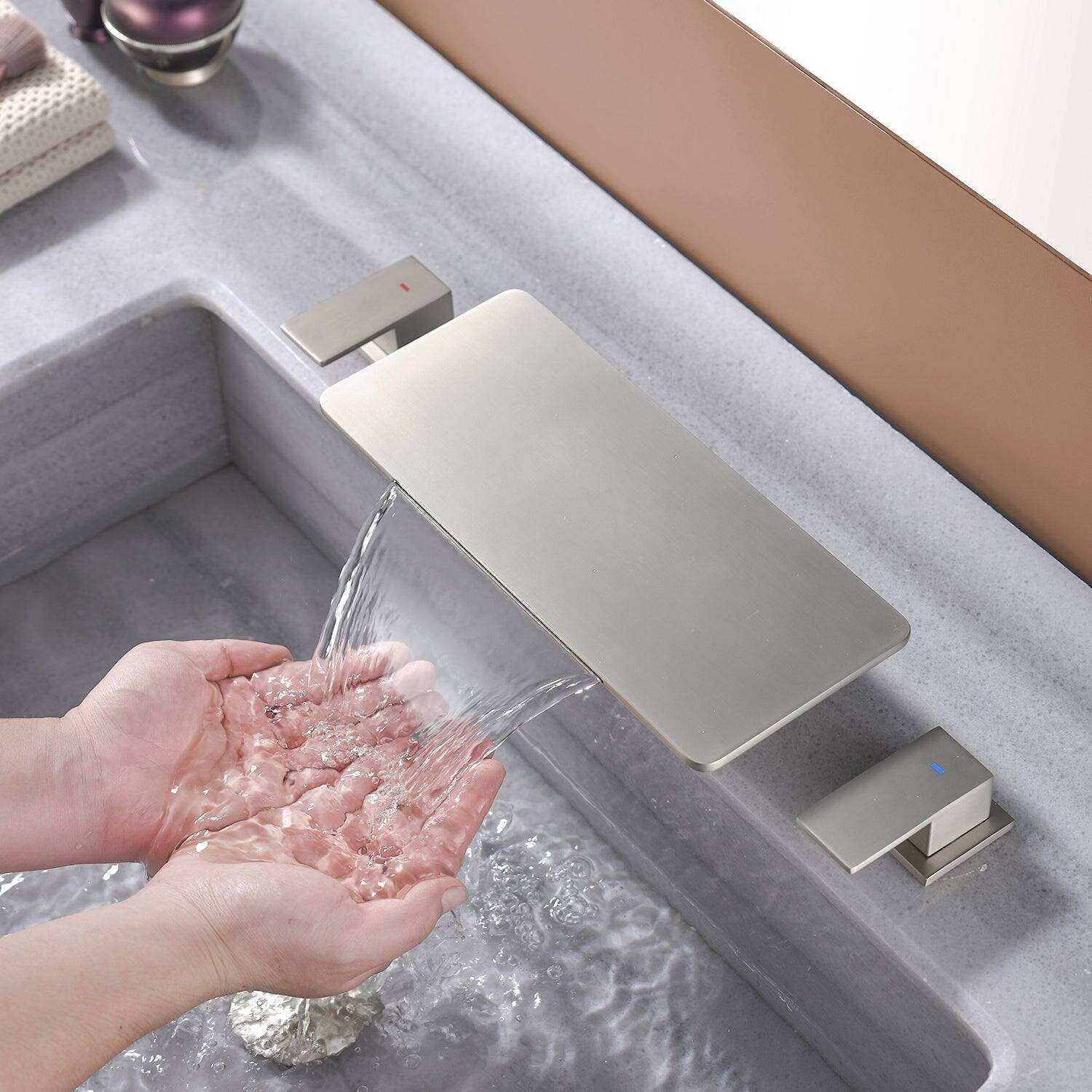 Alt View 3. Boyel Living - Brushed Faucet SUS304 Waterfall Spout cUPC Quick Connect Temporary Shelf - Brushed Nickel.