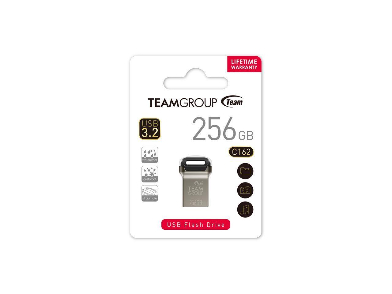 LIFETIME WARRANTY

TEAMGROUP Team USB 3.2 256 GB C162

- Waterproof
- Dustproof
- Strap hole

USB Flash Drive