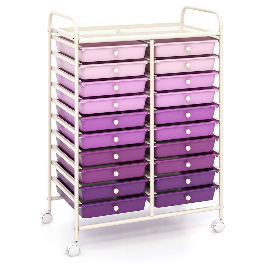 Boîte De Rangement Transparente à 2 Tiroirs - Organisateur Bureau, Cosmétiques, Bricolage - Violet