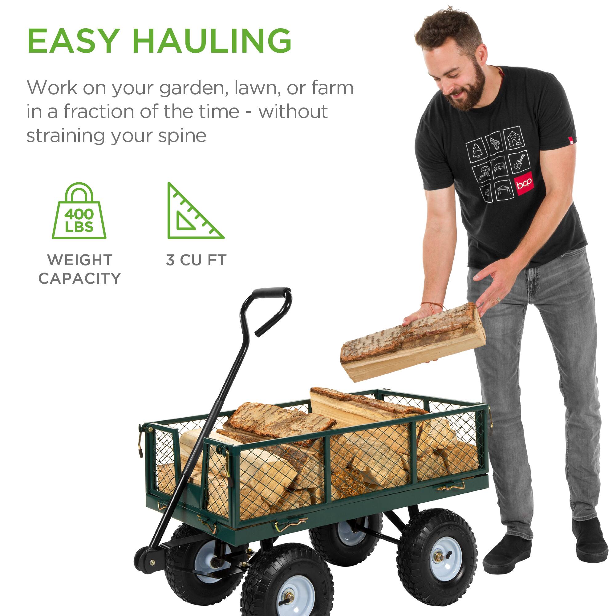 EASY HAULING

Work on your garden, lawn, or farm in a fraction of the time - without straining your spine

400 LBS WEIGHT CAPACITY

3 CU FT