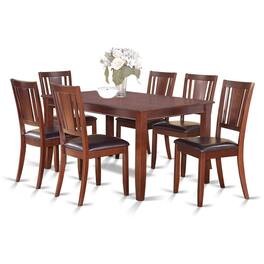 East West Furniture - 7 Pc Dining room set-Dinette Table and 6 Kitchen Dining Chairs - Mahogany