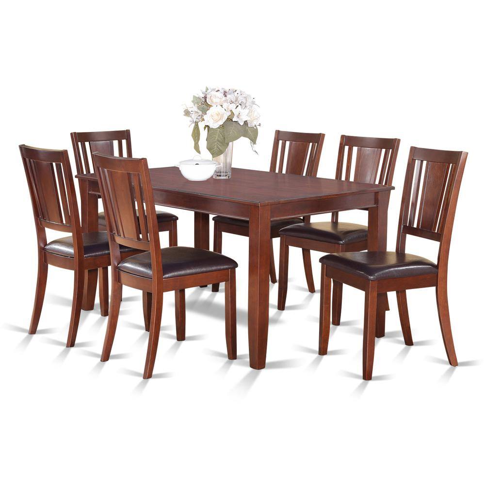 East West Furniture - 7 Pc Dining room set-Dinette Table and 6 Kitchen Dining Chairs - Mahogany