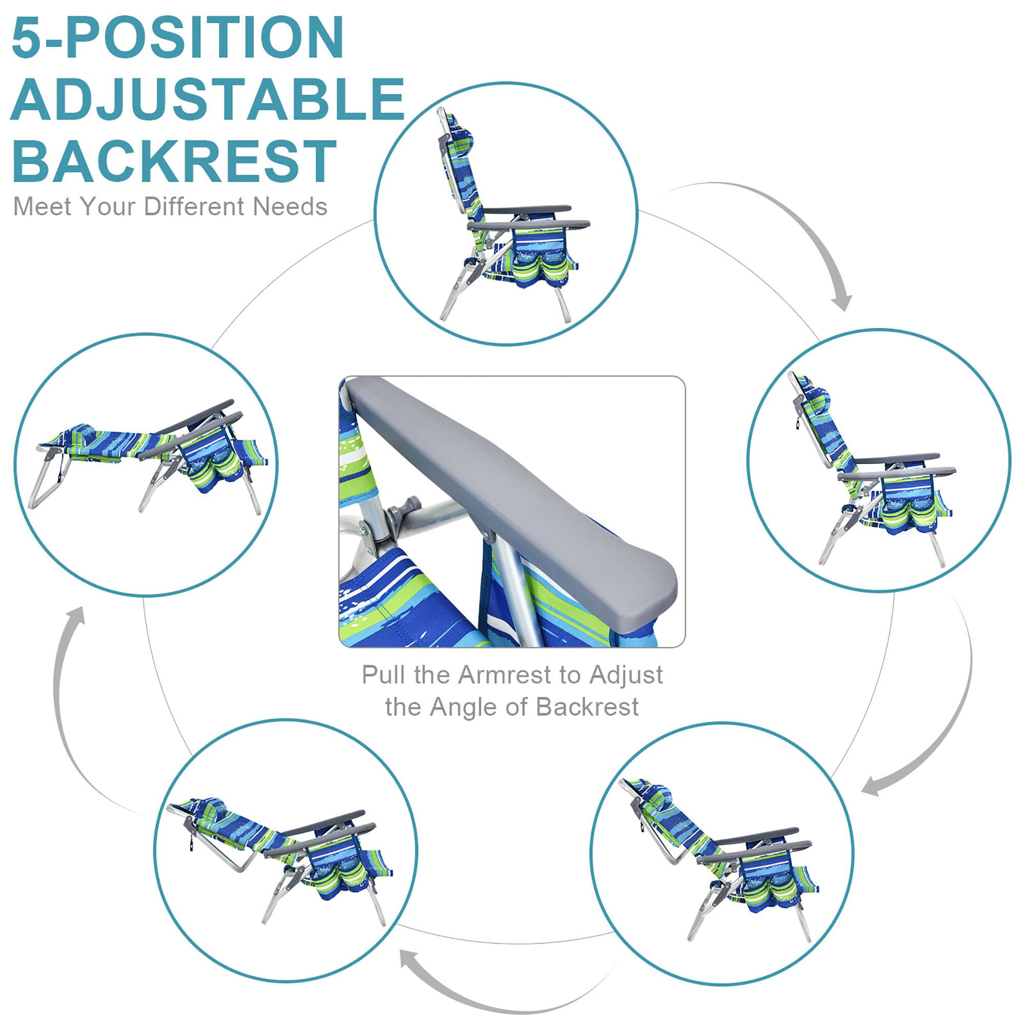 5-POSITION ADJUSTABLE BACKREST
Meet Your Different Needs
Pull the Armrest to Adjust the Angle of Backrest