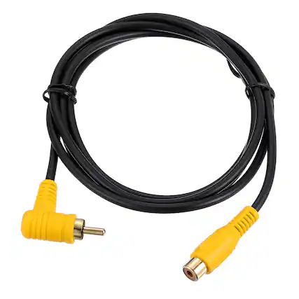 Front. Unique Bargains - RCA Right Angle Cable, 1 RCA Male Bend to 1 RCA Female, for Subwoofer Amplifier Home Theater - Black.