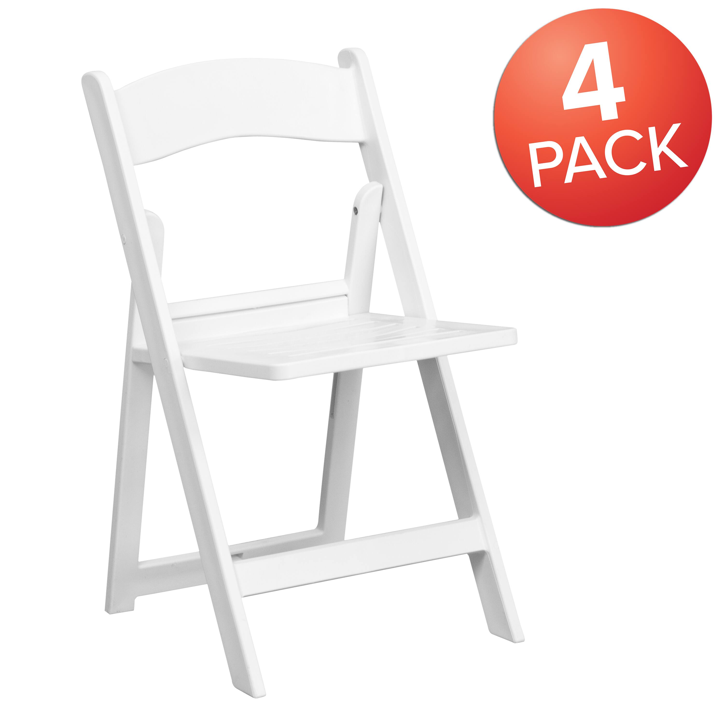 Alt View 1. Emma + Oliver - 4 Pack 800 lb. Capacity Resin Folding Chair with Slatted Seat - White.