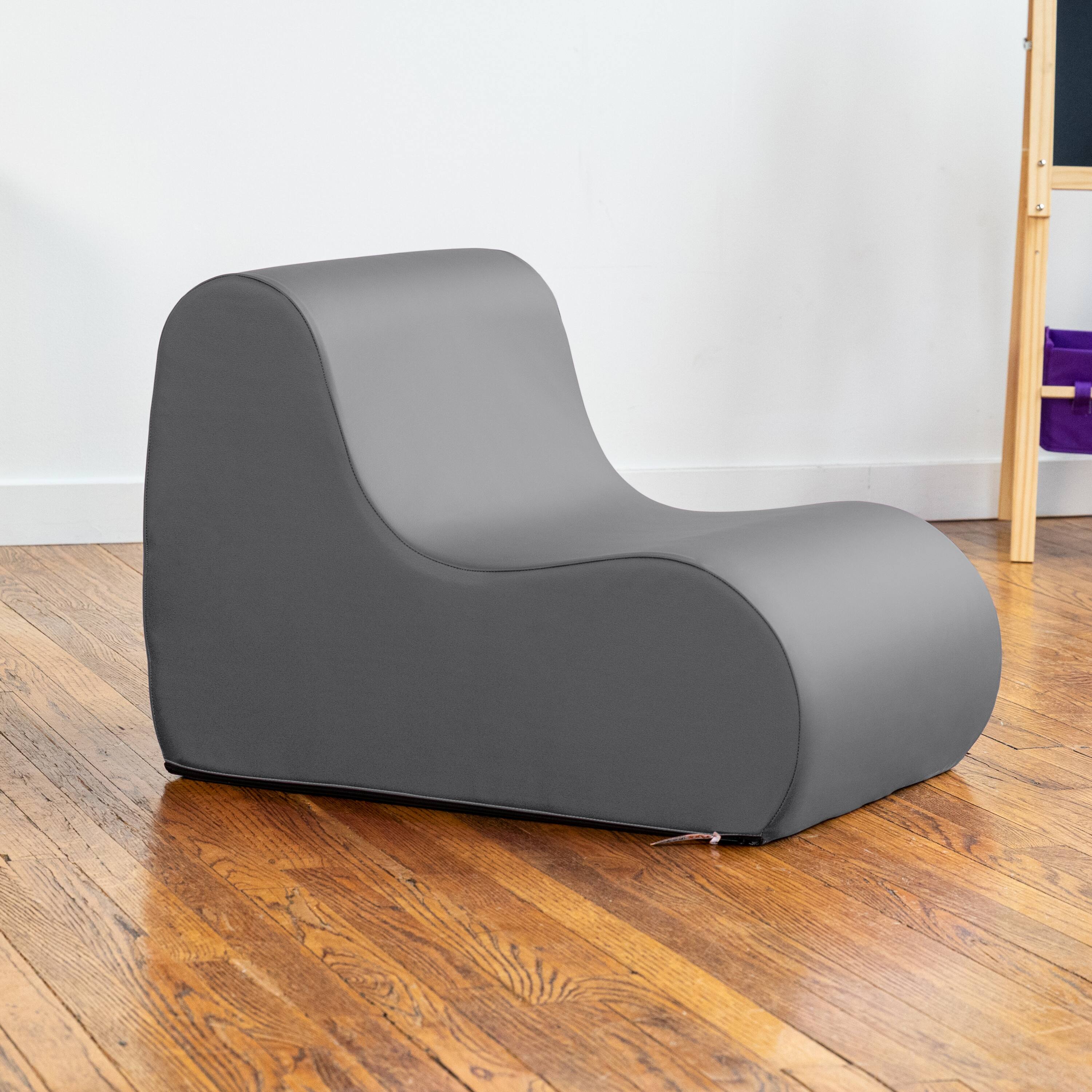 Alt View 1. Jaxx - Jaxx Midtown Small Classroom Soft Foam Chair - Premium Vinyl Cover, Charcoal - Charcoal.