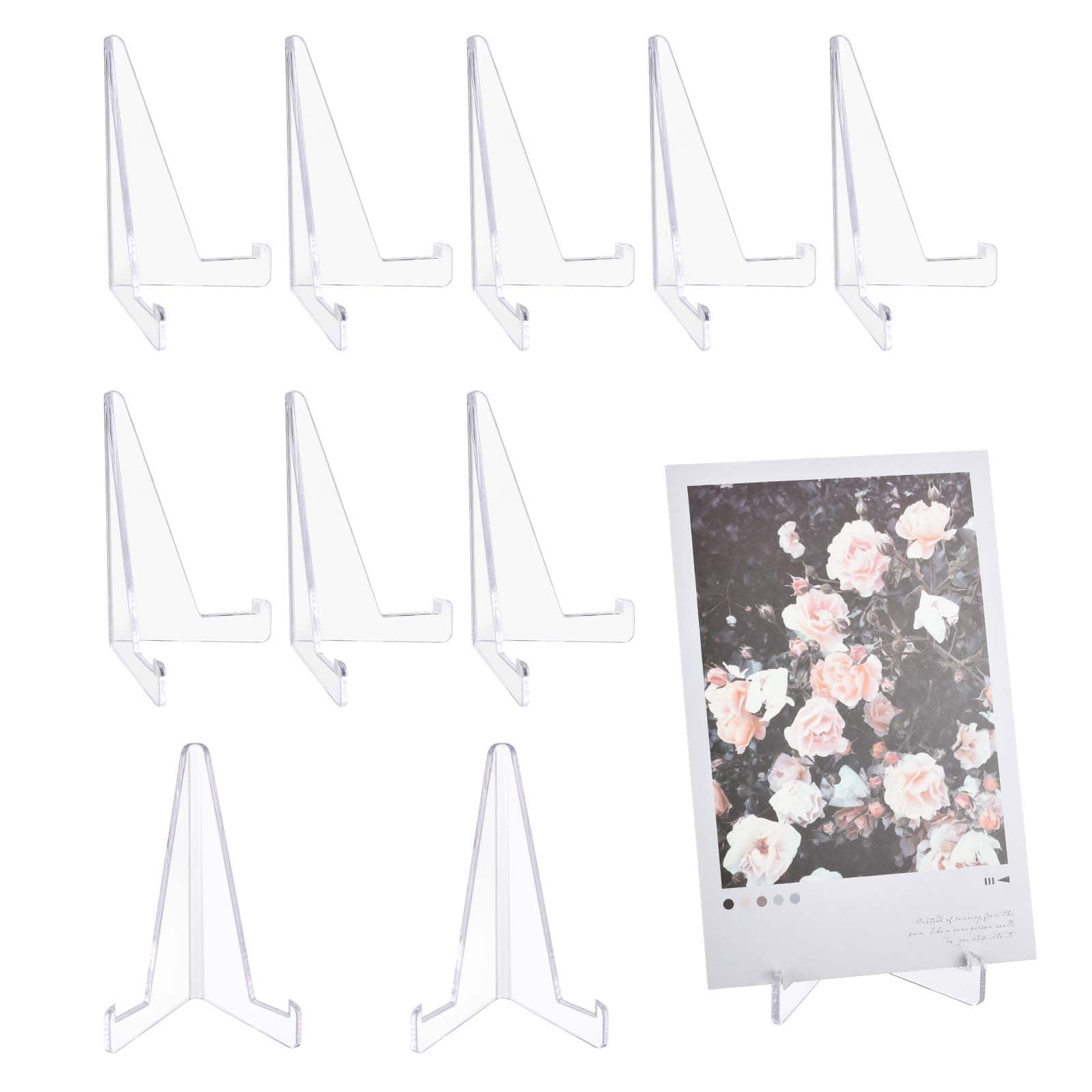 Unique Bargains - 10pcs Card Display Stand, 3.4" Clear Plastic Easel Stands Mini Picture Coin Display Easel Holder for Grade Card