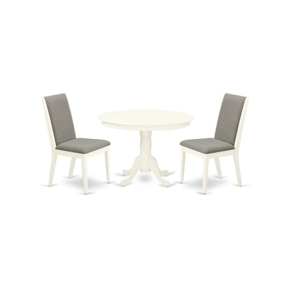 Back. East West Furniture - Dining Room Set Linen White - Brown.