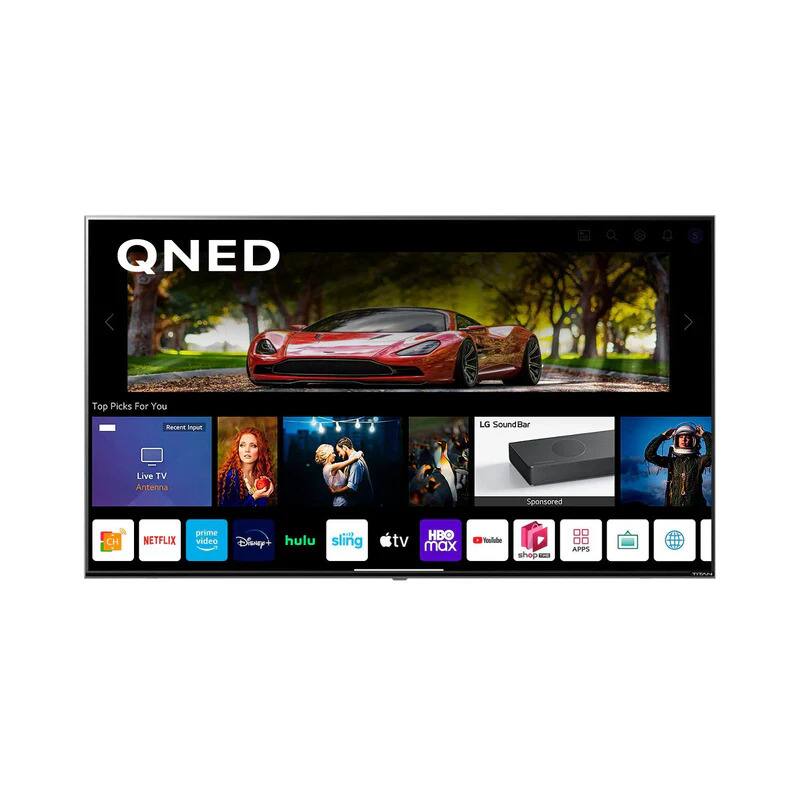 QNED Top Picks For You Recent input LG Soundbar Live TV Antenna NETFLIX prime video Disney Hulu sling tv HBO max Toulute Sponsored D0 D APPS dashopea
