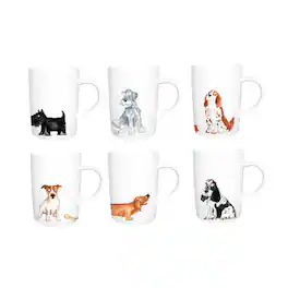 Jiallo - Roy Kirkham Lyric Mug - Dogs Set of 6, Bone China Ceramic Made in England - Mutli color