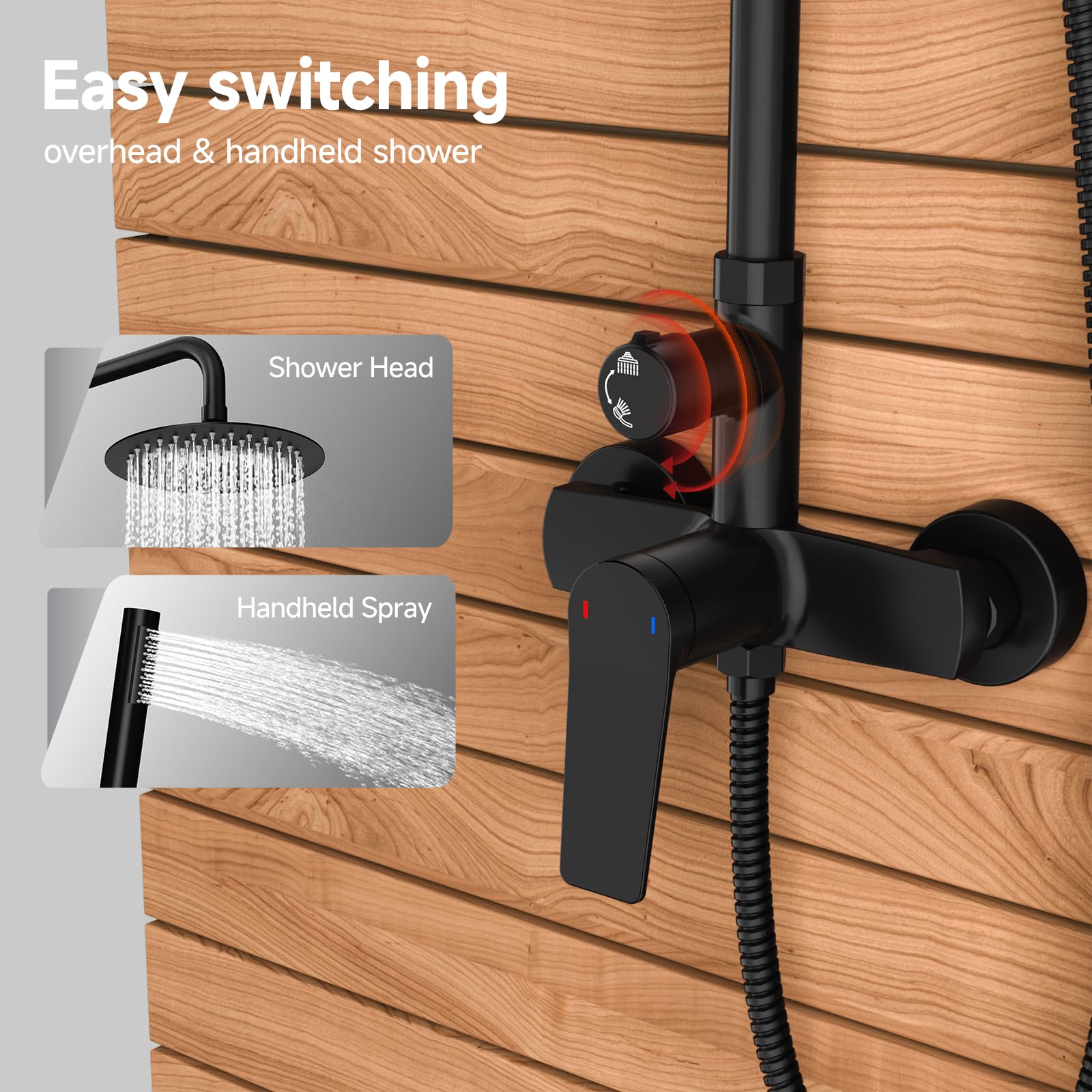 Easy switching  
overhead & handheld shower  

Shower Head  

Handheld Spray