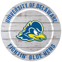 Jardine - Delaware Fightin' Blue Hens 20'' x 20'' Indoor/Outdoor Weathered Circle Sign - White