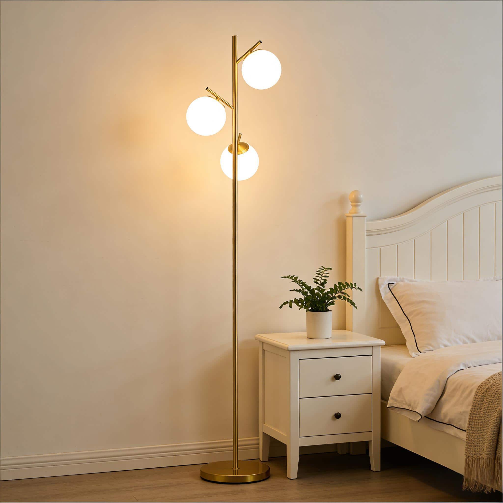 Akoasm - 3-Light Floor Lamp Tree Standing Lamp with Foot Switch (Bulb not Included)
