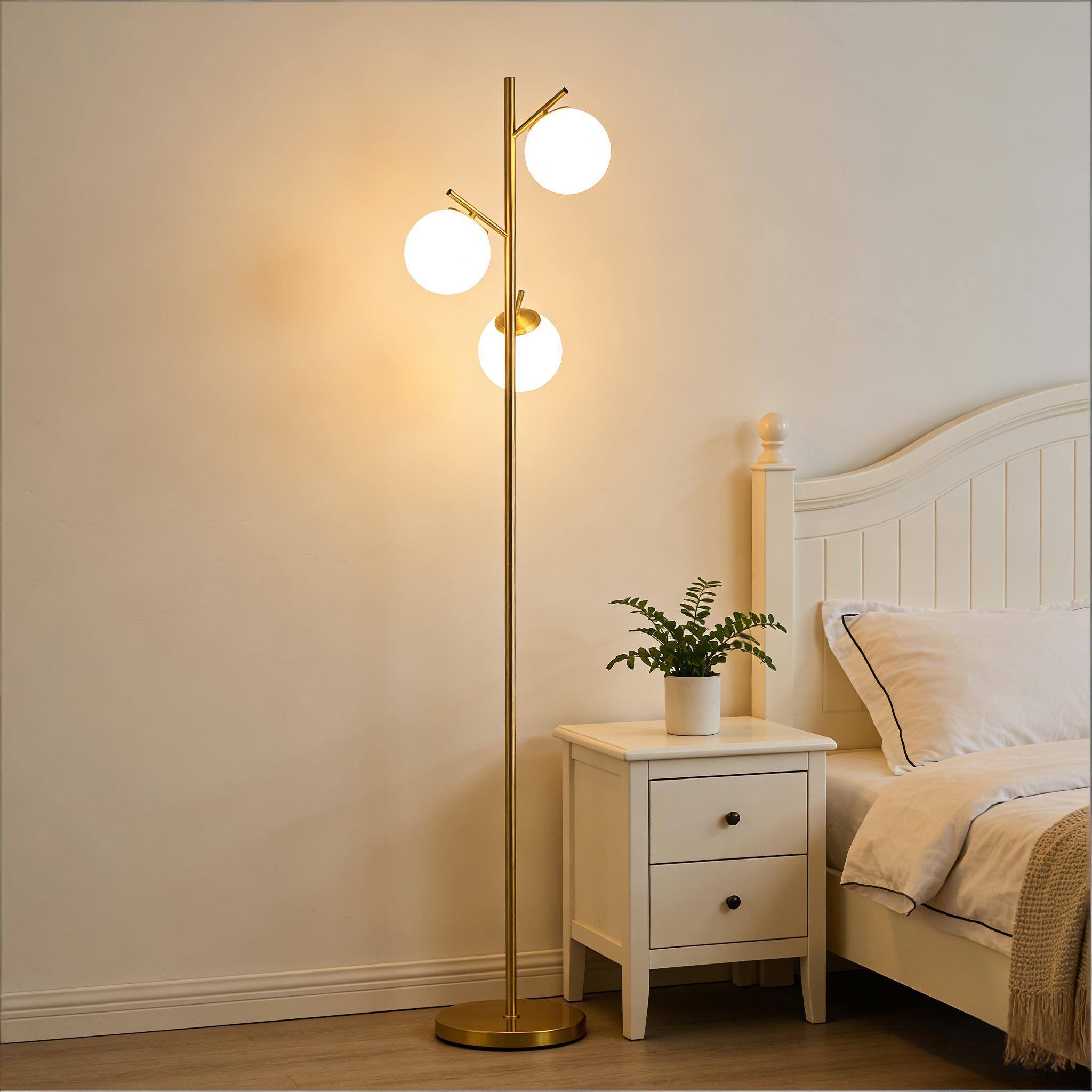Front. Akoasm - 3-Light Floor Lamp Tree Standing Lamp with Foot Switch (Bulb not Included).