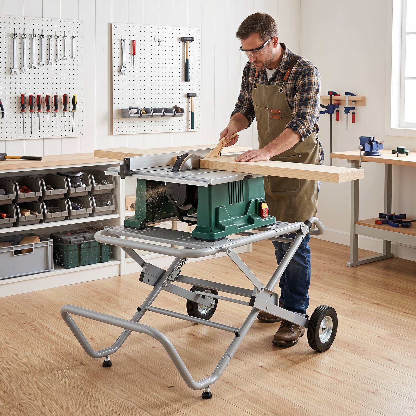 Alt View 1. Costway - Costway Portable Table Saw Stand with 8-Inch Rubber Wheels, Adjustable Mounting Options.