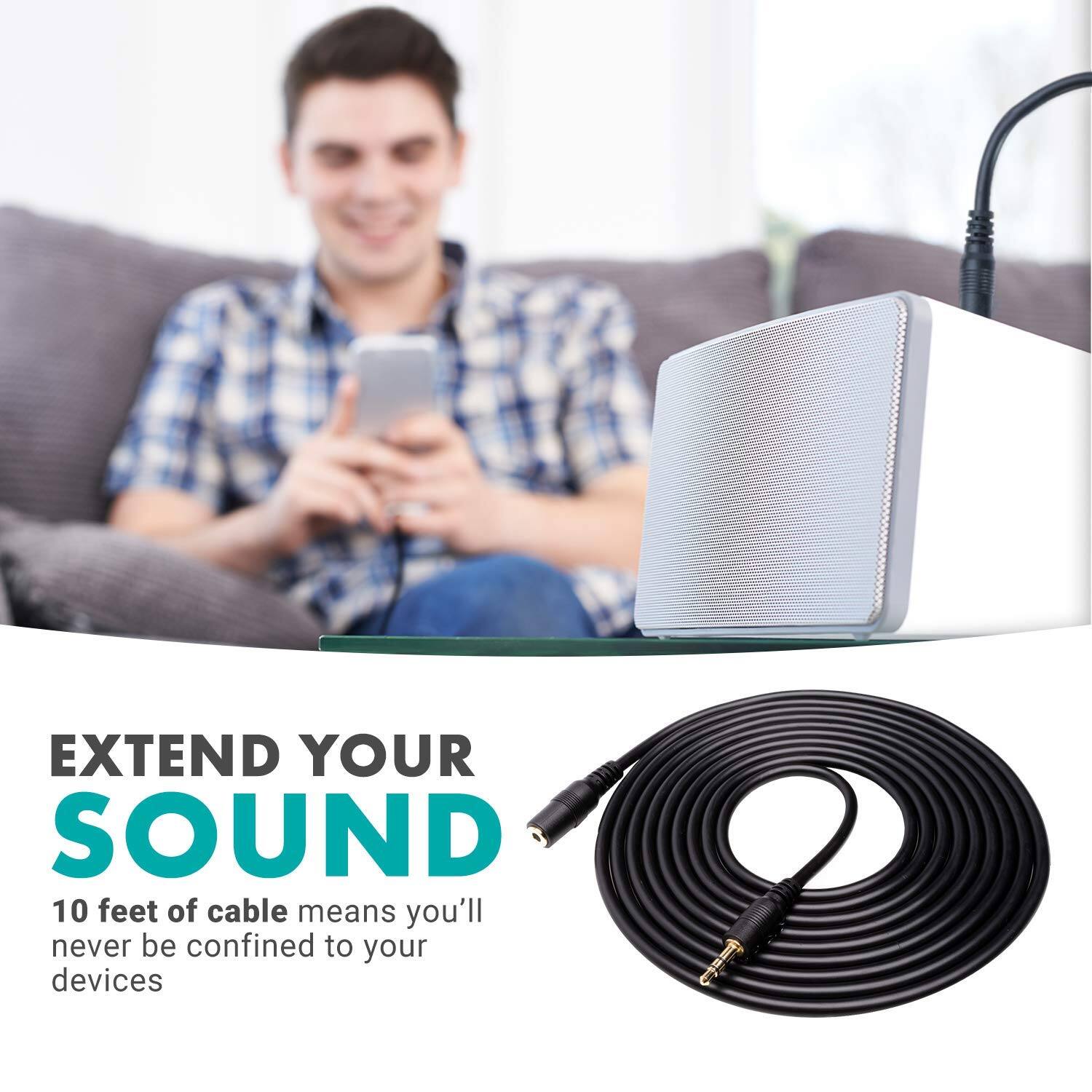 EXTEND YOUR SOUND

10 feet of cable means you'll never be confined to your devices