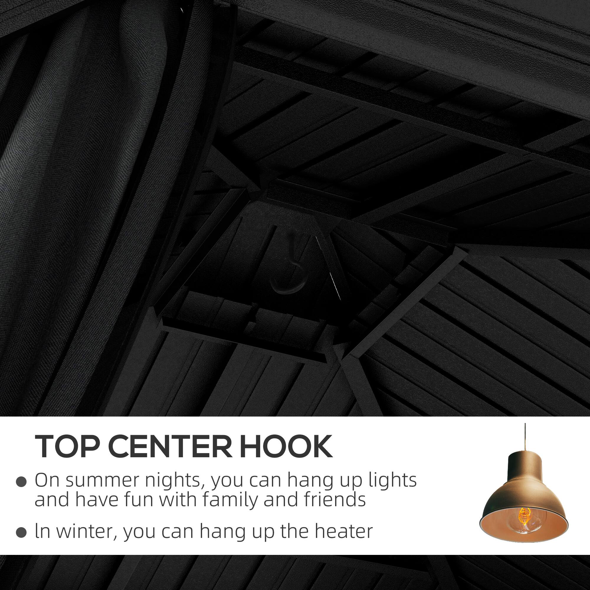 TOP CENTER HOOK

- On summer nights, you can hang up lights and have fun with family and friends
- In winter, you can hang up the heater