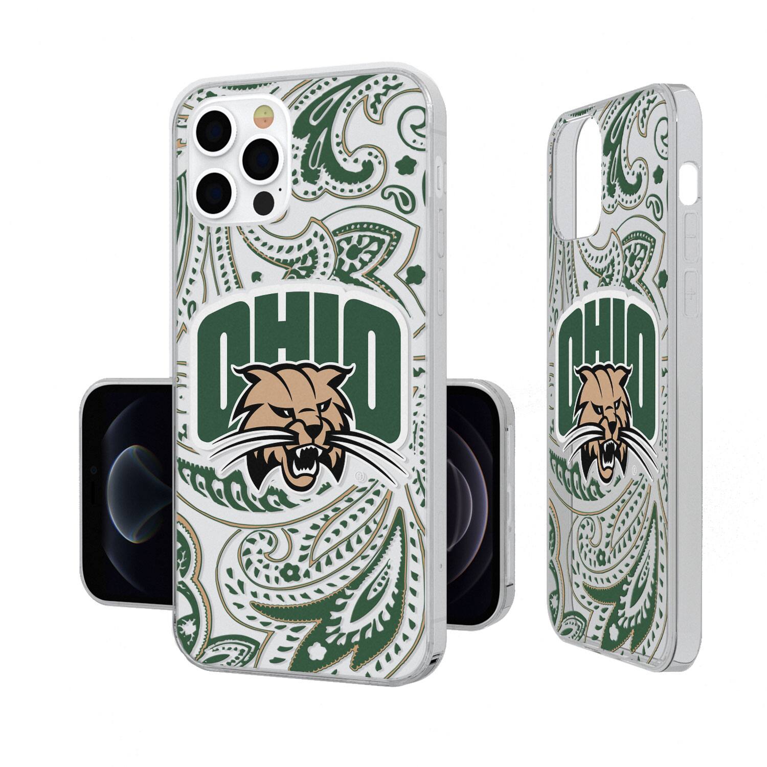 Alt View 2. Keyscaper - Ohio Bobcats iPhone Paisley Design Clear Case - 15 Pro - Multicolor.