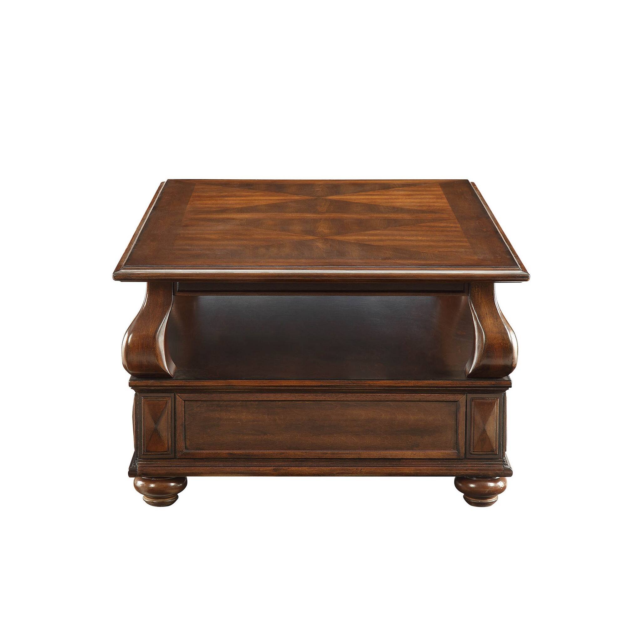 Alt View 3. Manhattan Lane - Elegant Coffee Table With 2 Drawers - Walnut Brown.