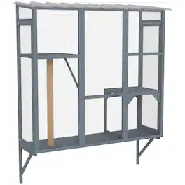 Pawhut - Outdoor Catio, Cat Window Catio Box Enclosure for 2-3 Large Indoor Cats with 2 Jumping Platforms, Scratching Post
