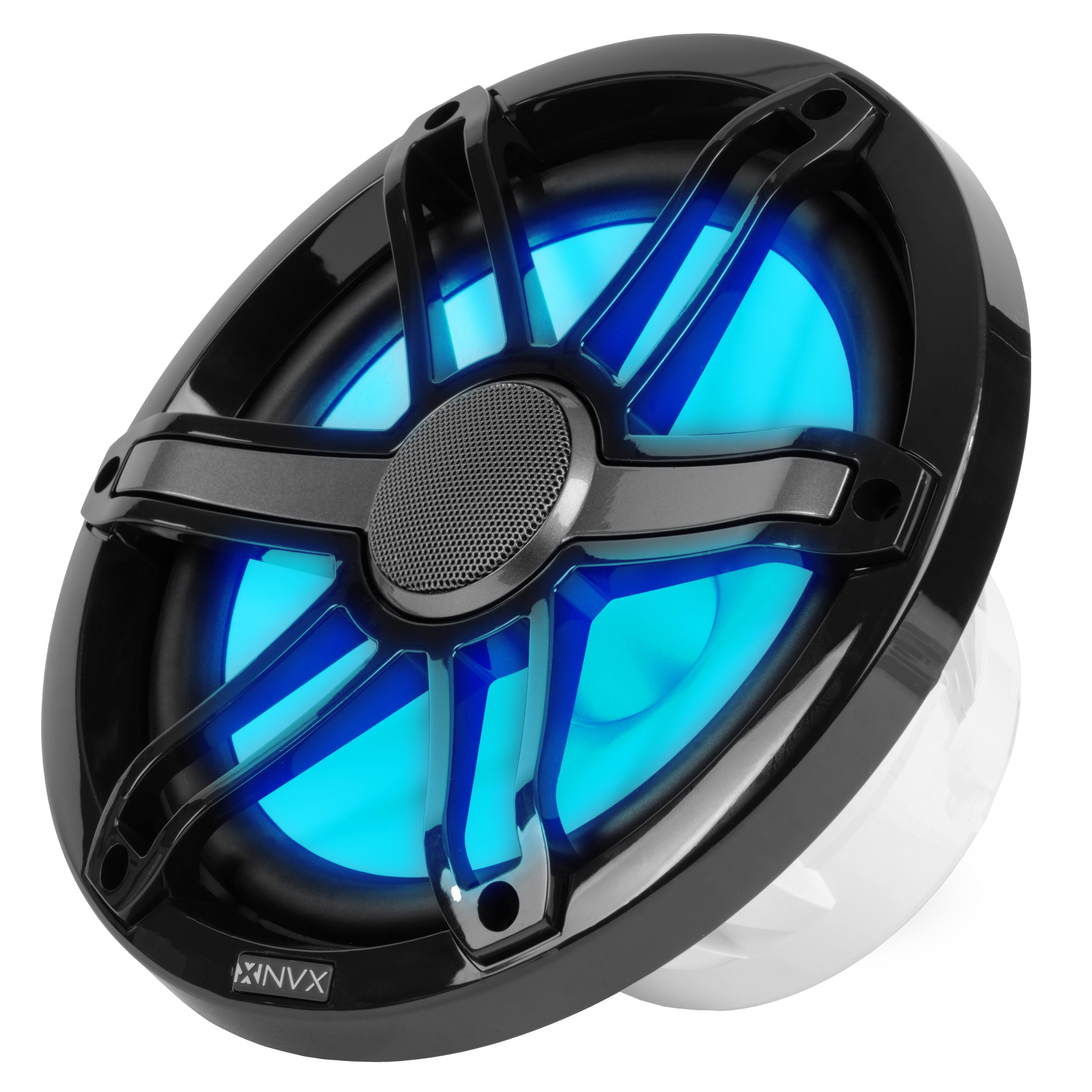 Angle. NVX - MVSP8 (Includes White & Black Grill Sets) 750W Peak (250W RMS) 8in V-Series 2-Way Marine Speakers.