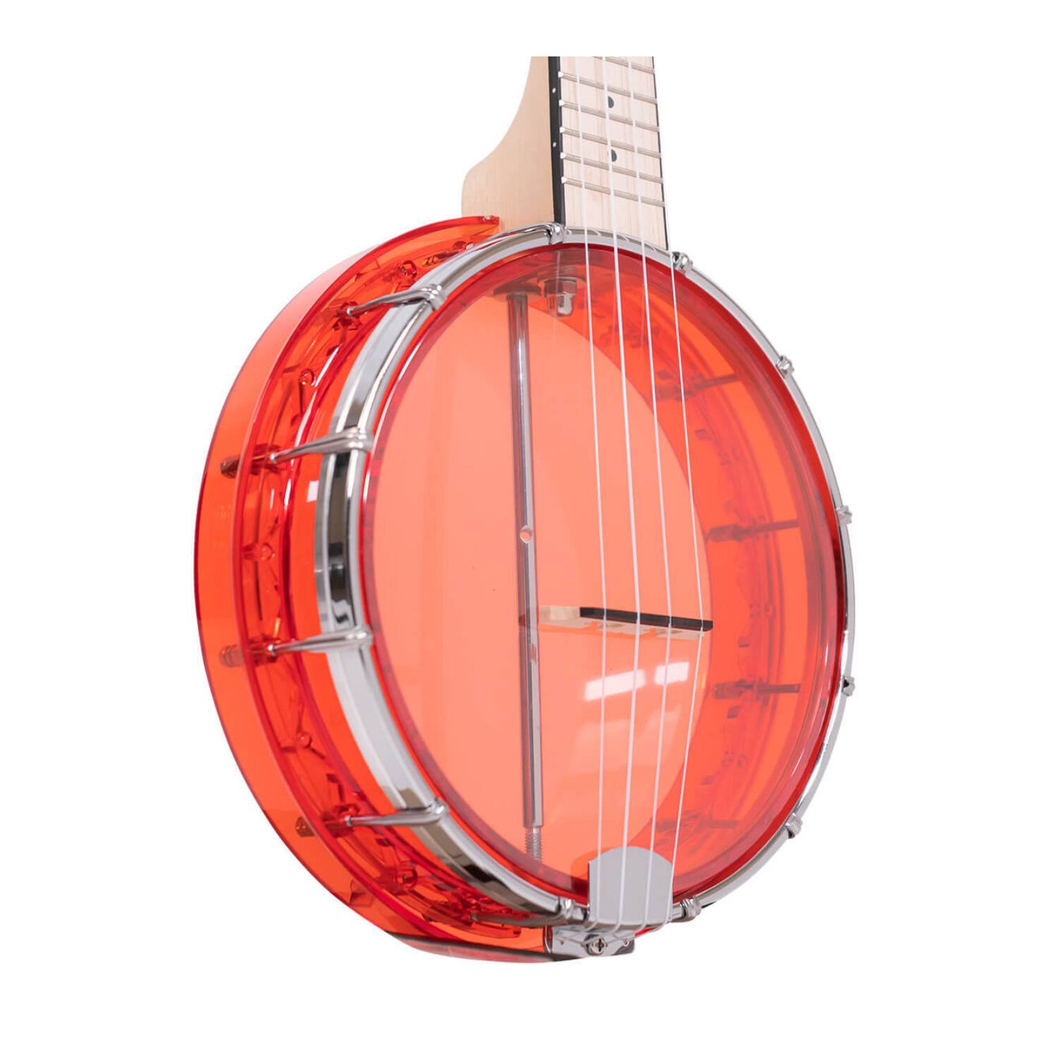 Angle. Gold Tone - Gold Tone Little Gem: See-Through Banjo-Ukuleles with Gig Bag (Ruby).