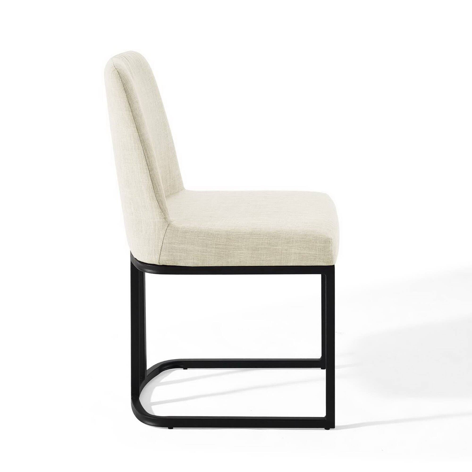 Alt View 4. Modway - Amplify Sled Base Upholstered Fabric Dining Side Chair by Modway - Black Beige.