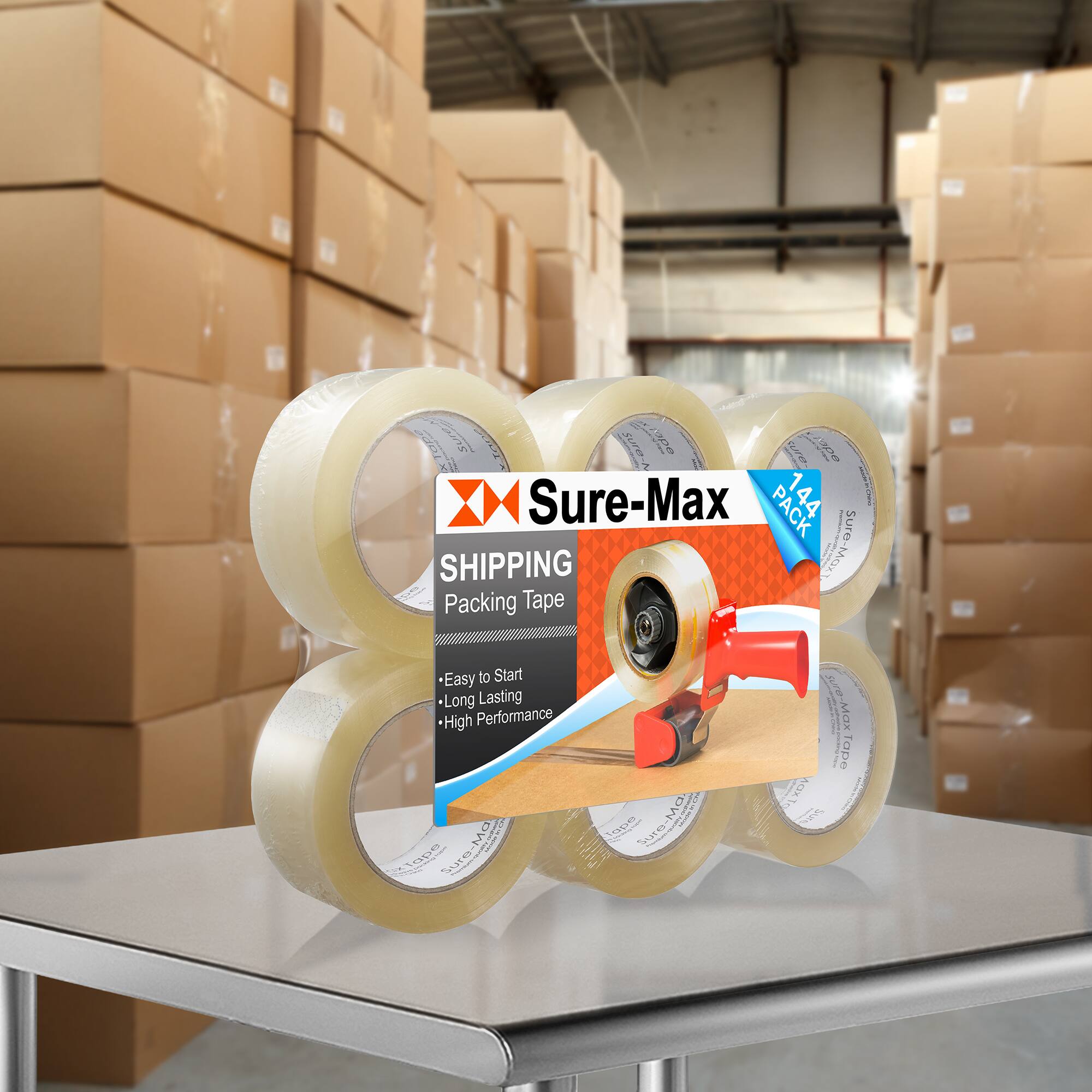 Sure-Max  
SHIPPING  
Packing Tape  

- Easy to Start  
- Long Lasting  
- High Performance  

Sure-Max PACK  
144"