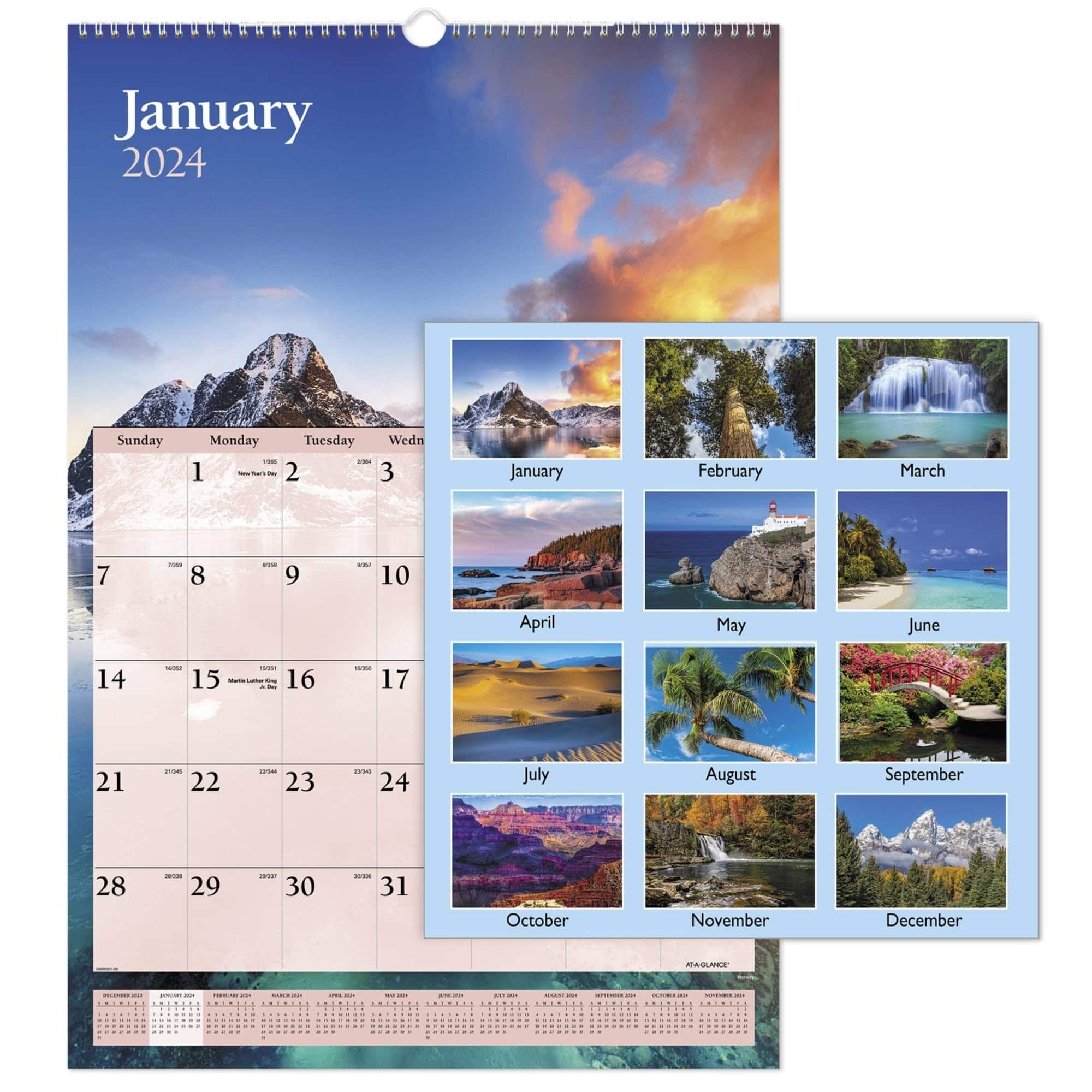 AT-A-GLANCE - Scenic Monthly Wall Calendar Landscape Photography 15.5 x 22.75 White Multicolor Sheets 12 Month Jan Dec 2026