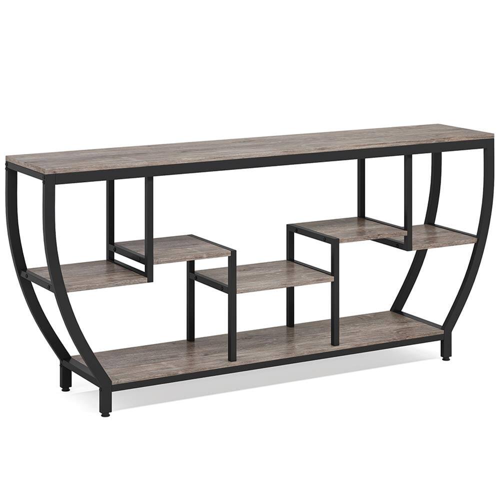 Back. Kadyn - Entryway Table, Console Sofa Table,Industrial Console Table, 70.9" Entryway Sofa Table with Shelves,Gray - Gray.