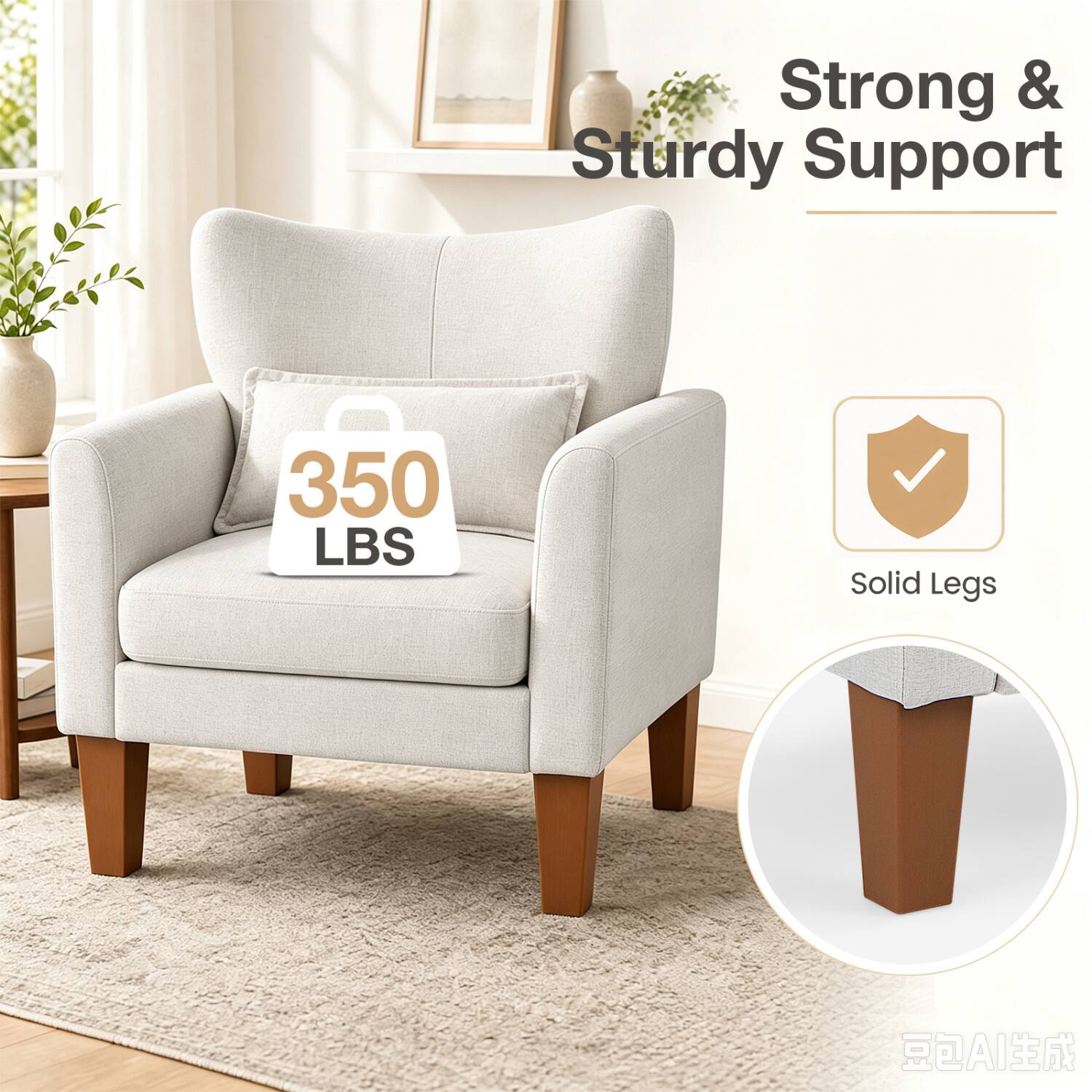Strong & Sturdy Support  
350 LBS  
Solid Legs