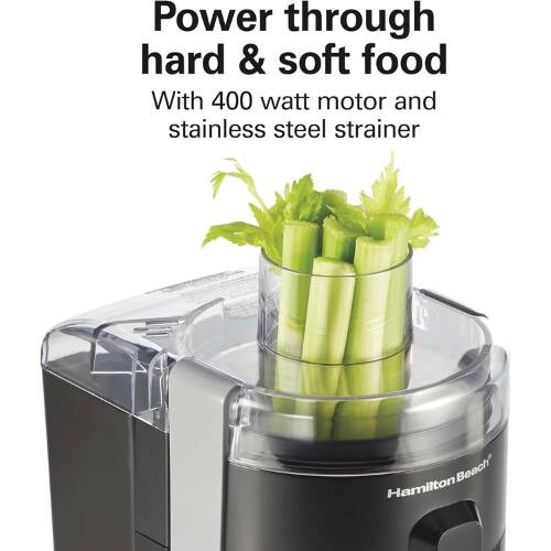 Power through hard & soft food  
With 400 watt motor and stainless steel strainer  
Hamilton Beach