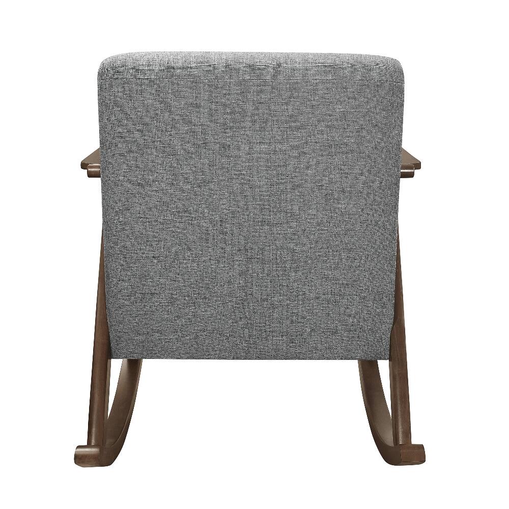 Back. Loheer - Loheer Modern Gray Fabric Upholstered Rocking Chair with Dark Walnut Finish Wood Frame and Cushion Seat - Gray.